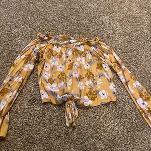 Potter’s Pot off the shoulder long sleeve crop top